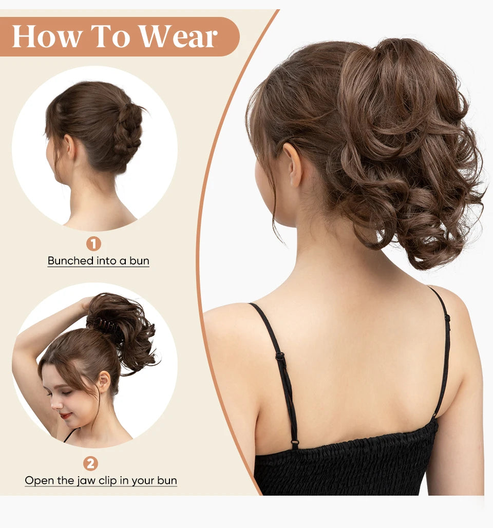 SARLA Premium Synthetic Diy Claw Clip In Ponytail Extensions Hairpiece Hair Bun Fake Blonde Natural Hair False Pigtail P026