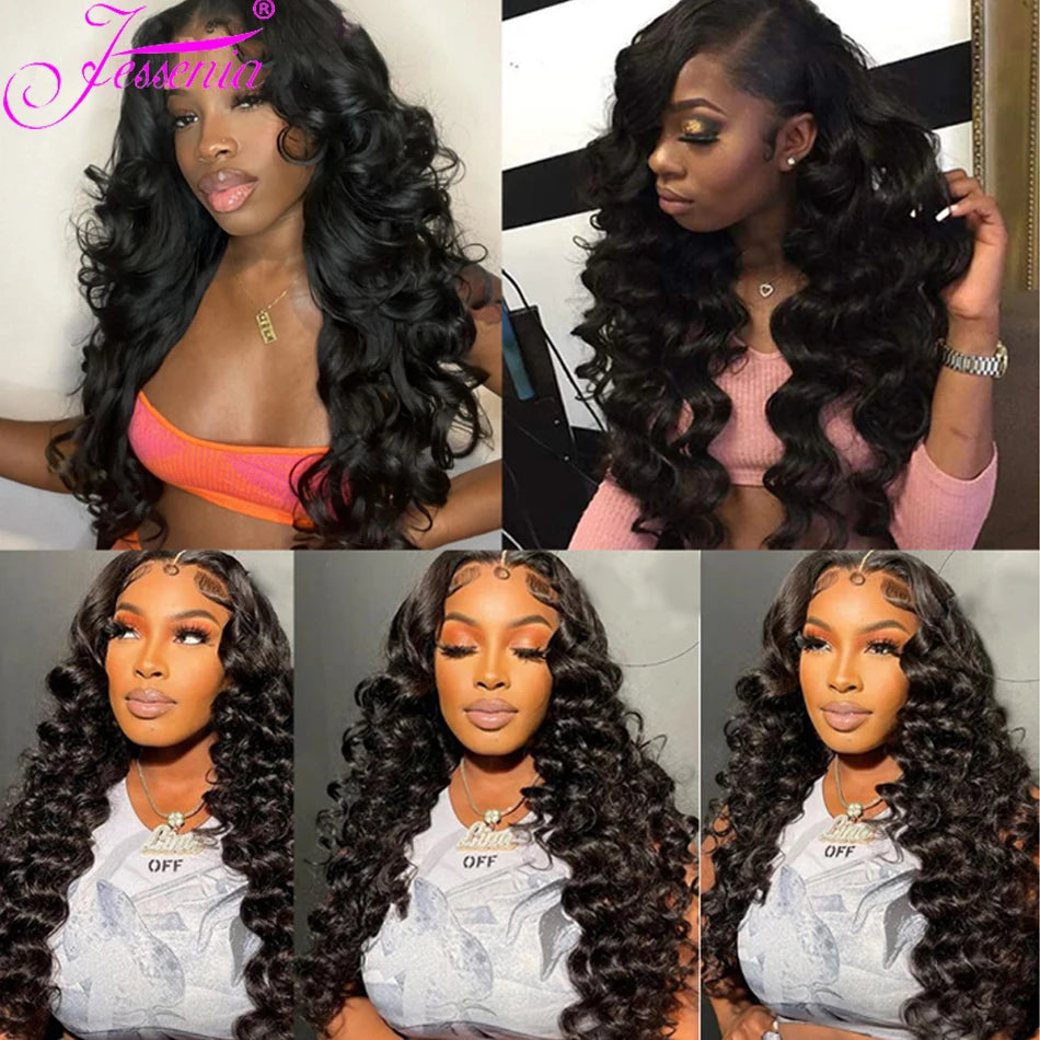 Mongolian Loose Deep Wave Bundles With Frontal Virgin 100% Human Hair 3/4Bundles And HD Lace Closure 4X4 Loose Raw Hair tissage