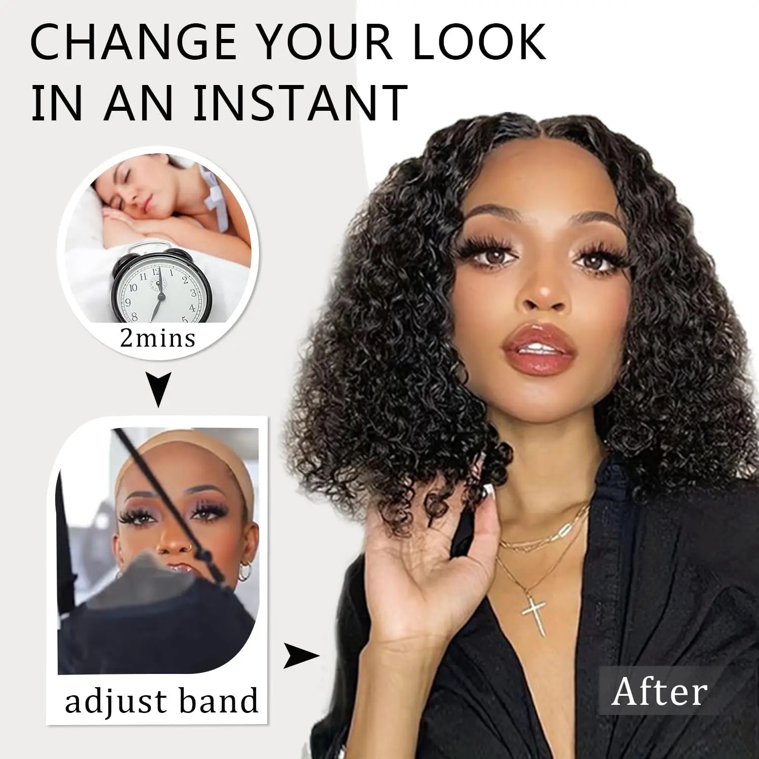 Short Bob Glueless Wigs Deep Wave Glueless Human Hair Ready To Wear 180% Pre Cut Lace 4x4 13x4 Culry Lace Front Human Hair Black