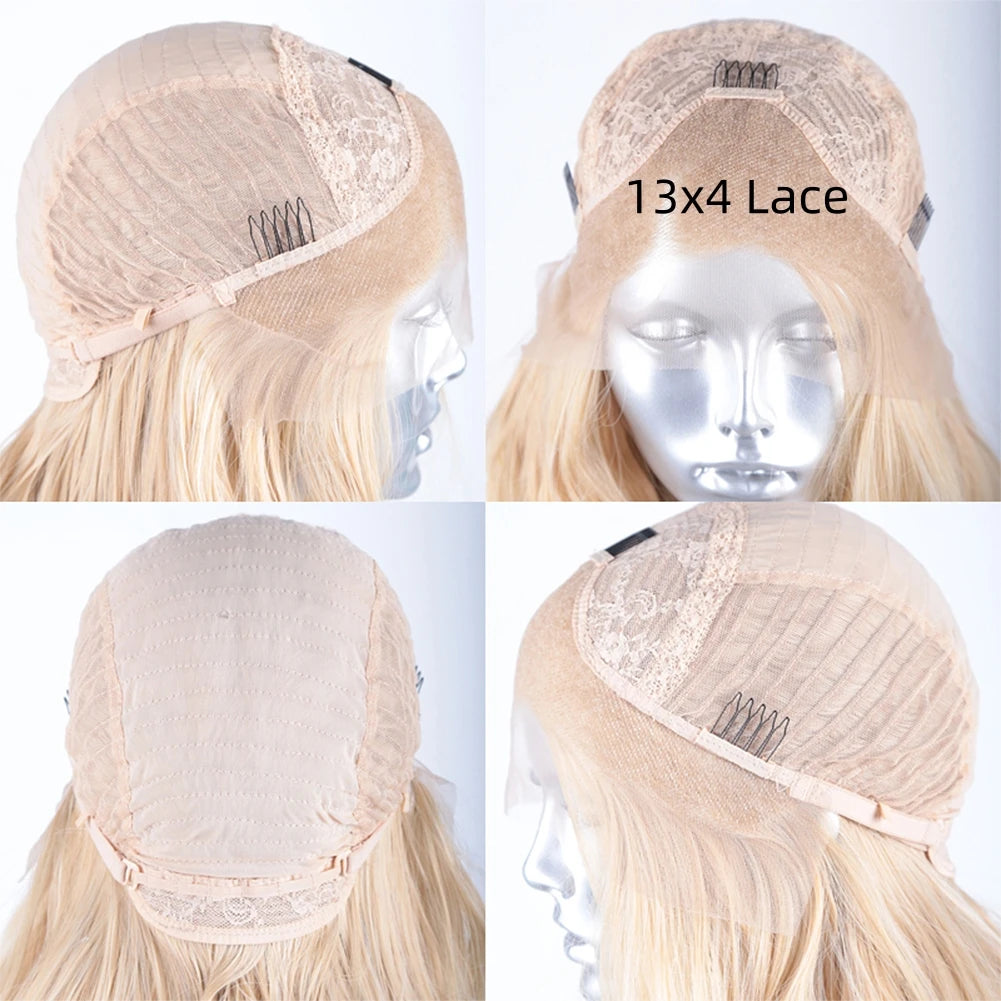 13X4 Lace Wig Long Straight Hair Synthetic Lace Front Wigs for Women Ash Blonde Wigs Synthetic Heat Resistant Party Cosplay Wig