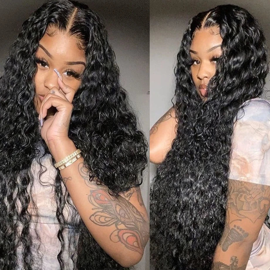 Malaysian Water Wave Bundles With Closure Wet and Wavy Curly Human Hair Bundles With Frontal Closure Remy Hair Weave Extensions