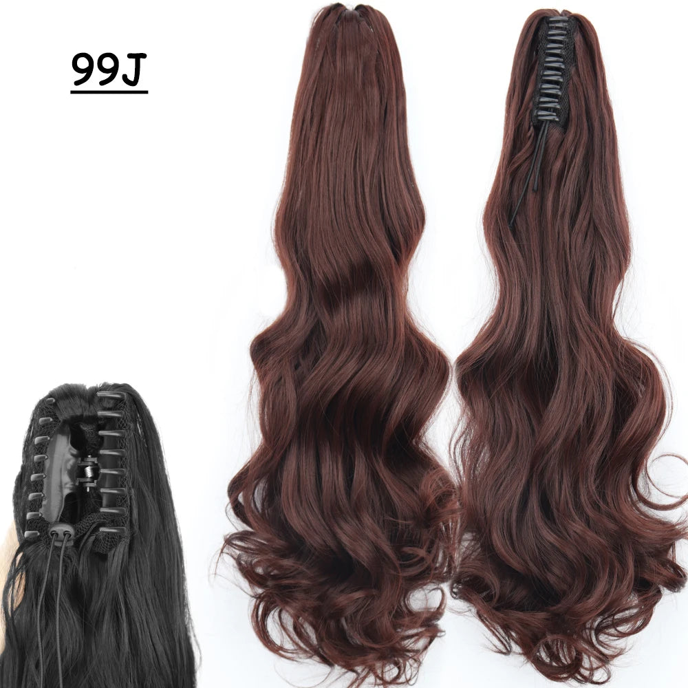 Synthetic Claw Clip Ponytail Hair Extension 24Inch Long Straight Ponytail Hair For Women Black Brown Pony Tail Hair Hairpiece