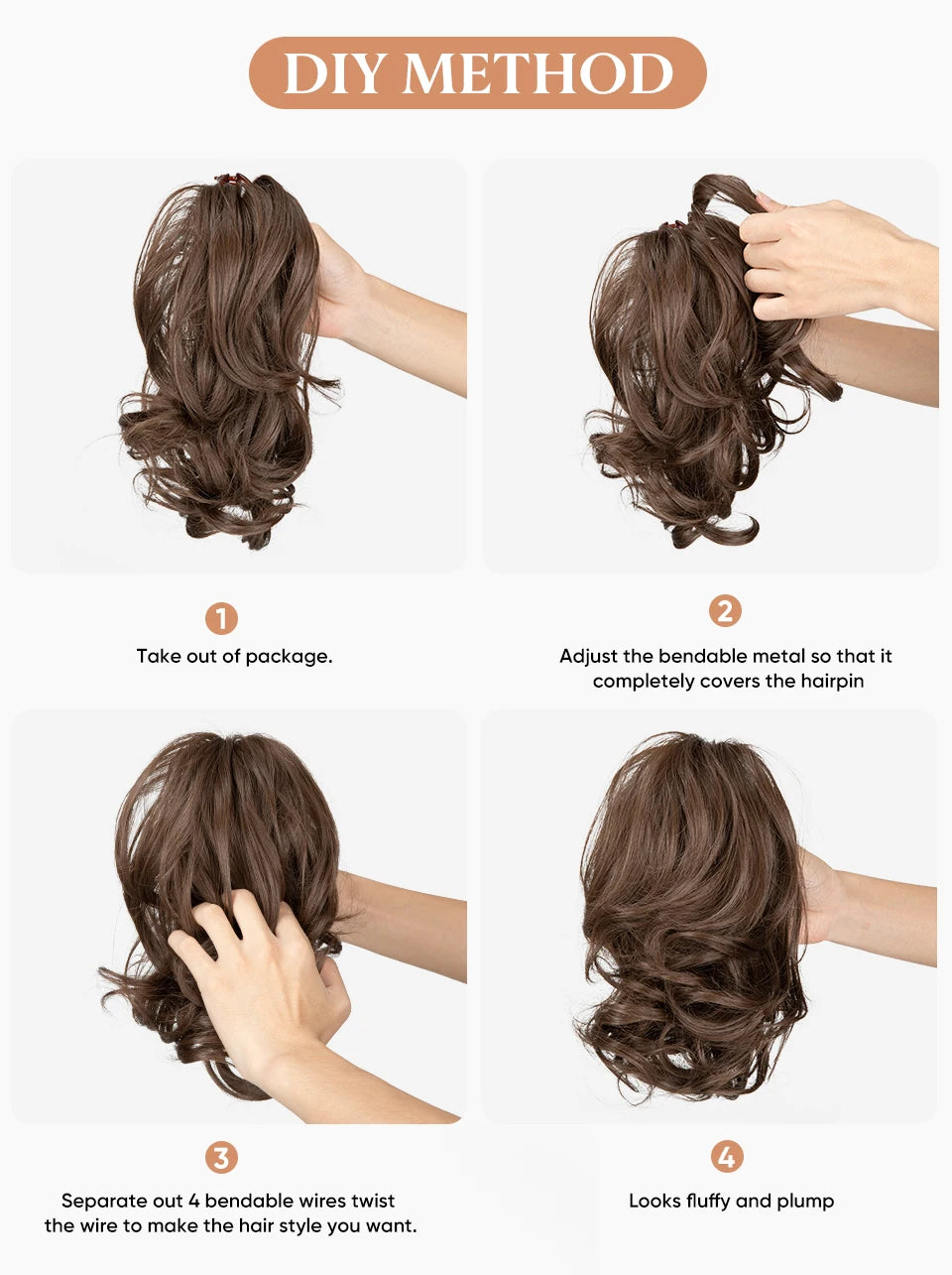SARLA Premium Synthetic Diy Claw Clip In Ponytail Extensions Hairpiece Hair Bun Fake Blonde Natural Hair False Pigtail P026