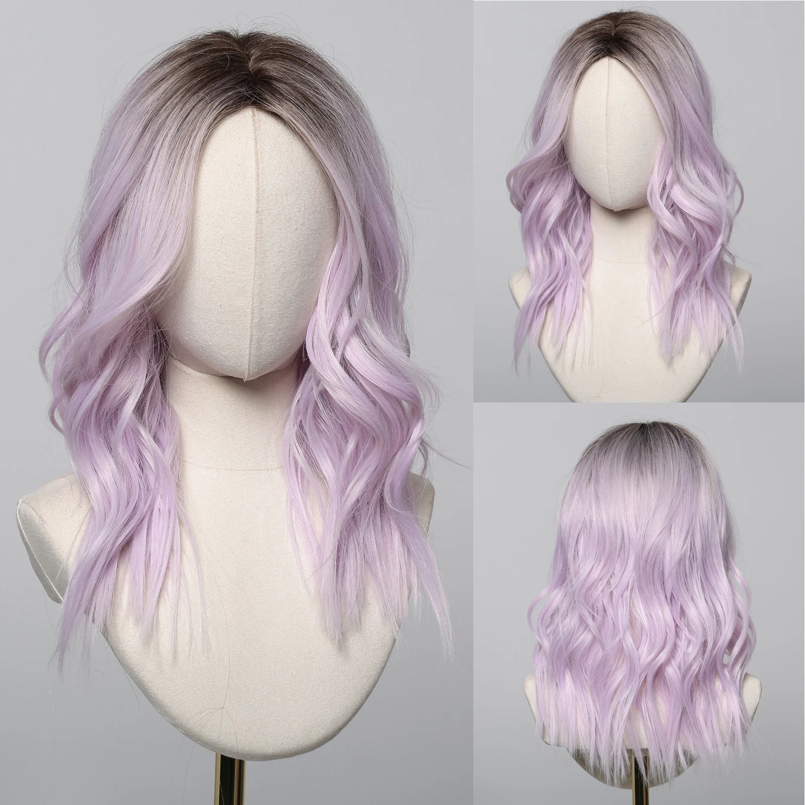 HENRY MARGU Medium Length Wavy Synthetic Hair Wig for Women Copper Wavy Fake Hair Middle Part Daily Club Wigs High Temperature
