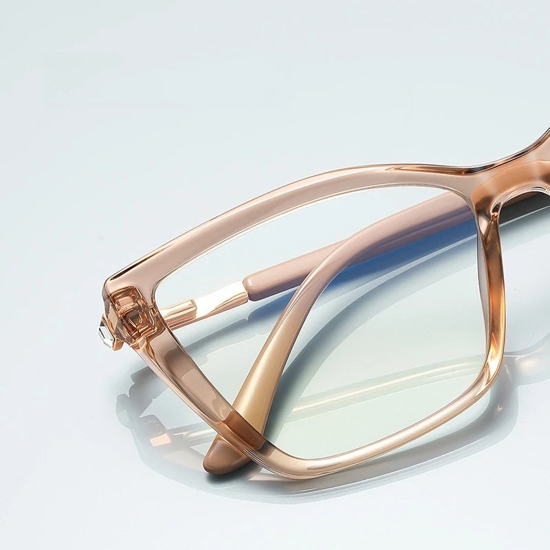 TFTB Fashion Trend Women Cat Eye Glasses Ultra Light TR90 Blue Light Blocking Alloy Optical Prescription Eyeglasses Frame 138mm