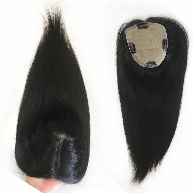 6x6 inch Injected Silk Skin Base Human Hair Women Topper Virgin European Hair Toupee Clips In Hairpiece Natural Scalp Top
