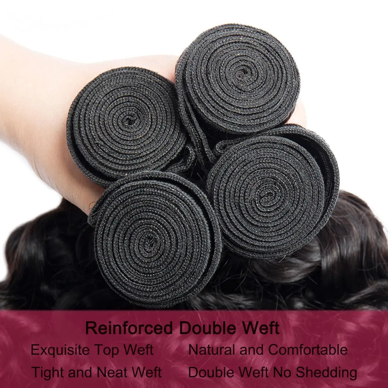 Human Hair Bundles Natural Black Water Wave Brazilian Human Hair Weave Bundles Virgin Hair 10-30 inches with Closure