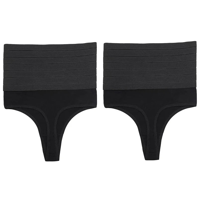 2Pcs High Waist Butt Lifter Women Thong Shaper Tummy Control Panties Shaping Underwear Waist Trainer Pulling Briefs Shapewear
