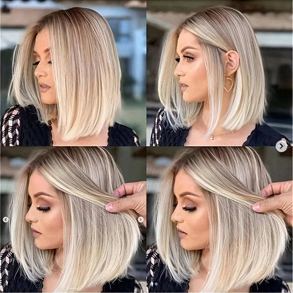 Blond mix Wig BoBo Head New Chemical Fiber Headgear Synthetic Wig Woman