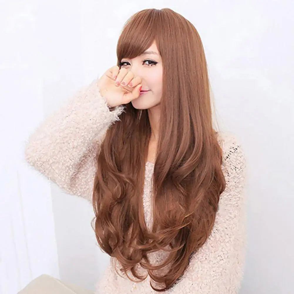 Women Long Wavy Cosplay Wig Long Curly Hair Full Head Set Large Wave High Temperature Synthetic Hair Wigs