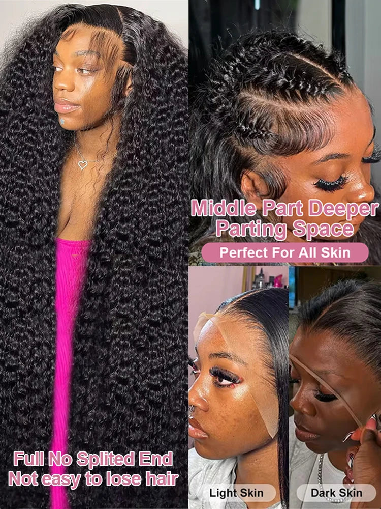 40 46 Inch 13x6 Hd Loose Deep Wave Lace Frontal Wig Brazilian 13x4 360 Full Water Curly Human Hair Wigs For Women 300% Density
