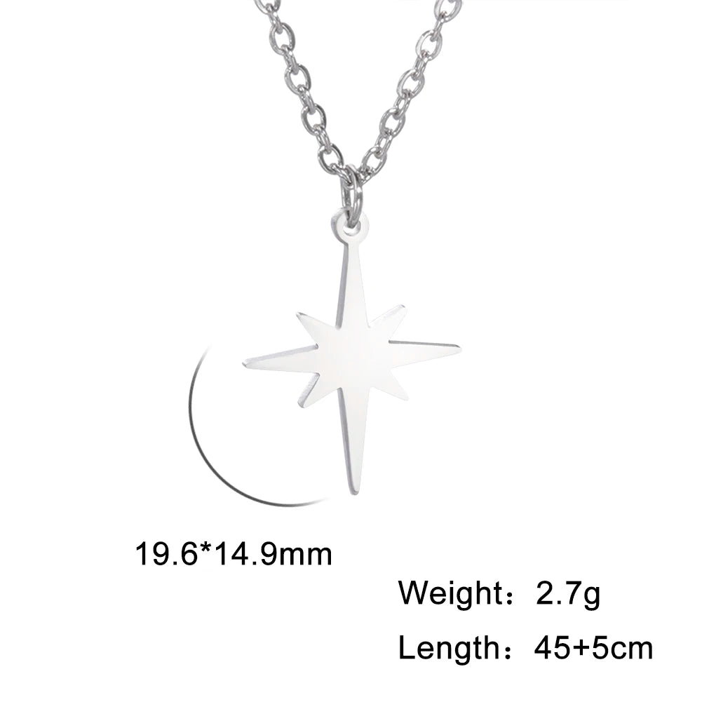 Lemegeton Simple North Star Pendant Necklace Fashion Women's Necklace Stainless Steel Starlight Choker Jewelry Lover Party Gift