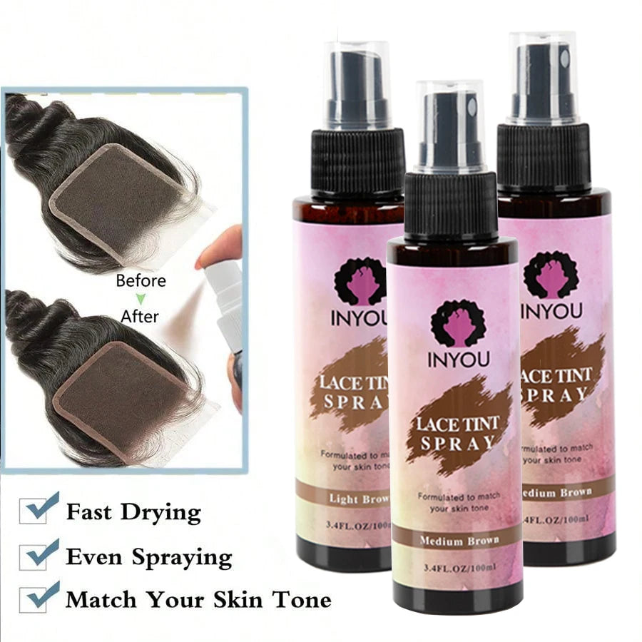 6Pcs Lace Wig Glue Kit with Lace Tint Spray Wig Installation Tool Set Includes Hair Wax Stick Lace Adhesive And Glue Remover