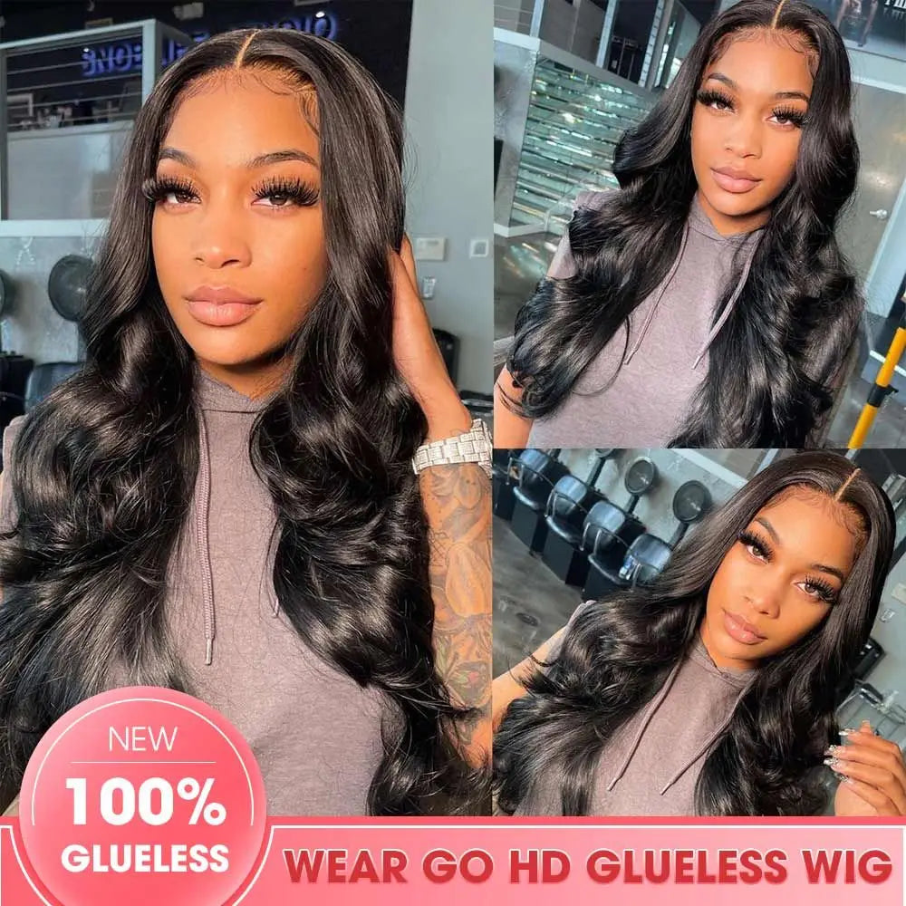 Ready to Wear 4x6 5x5 Pre Cut HD Lace Closure Glueless Wigs Human Hair Pre Plucked 36 Inch Brazilian Body Wave Lace Frontal Wigs