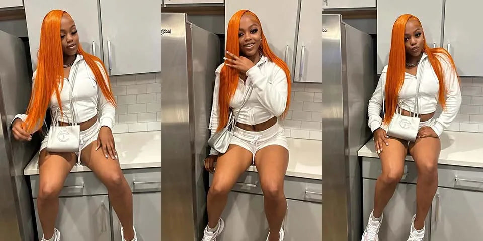 30 Inch Straight Orange Ginger Lace Front Wigs Human Hair 350 Colored Brazilian 360 HD Transparent Lace Frontal Wigs For Women