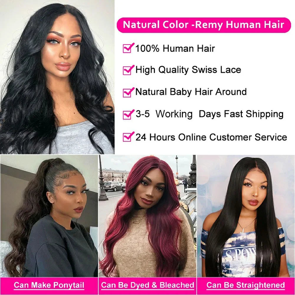 Ready to Wear 4x6 5x5 Pre Cut HD Lace Closure Glueless Wigs Human Hair Pre Plucked 36 Inch Brazilian Body Wave Lace Frontal Wigs