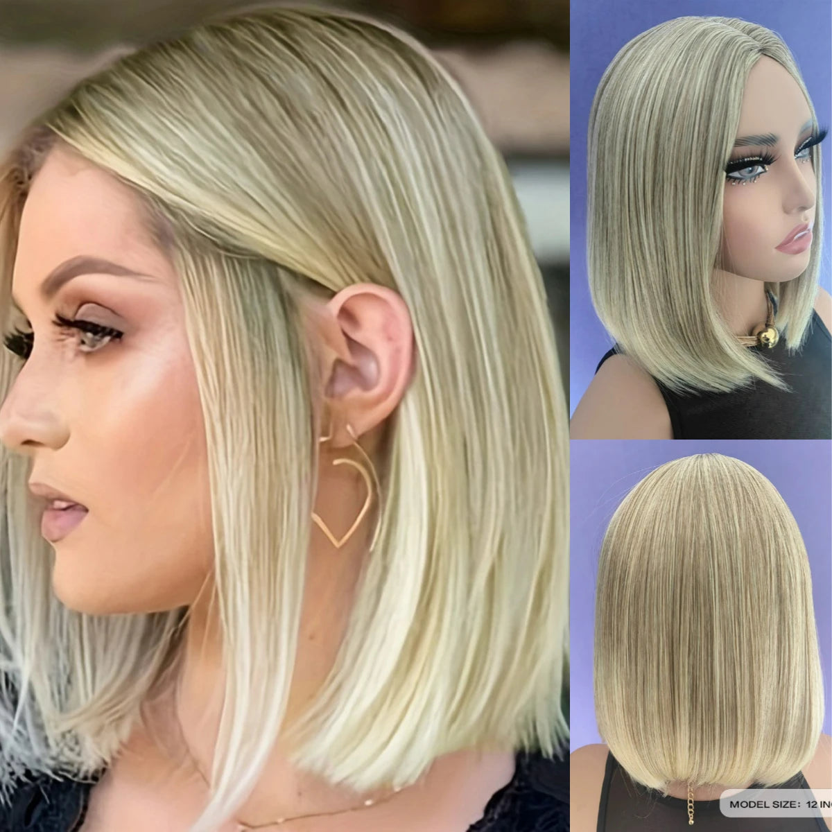 Women's Straight Bob Black Coral Wig- Short Black Bob Wig With No Bangs Short Middle Part Synthetic Wig For Party