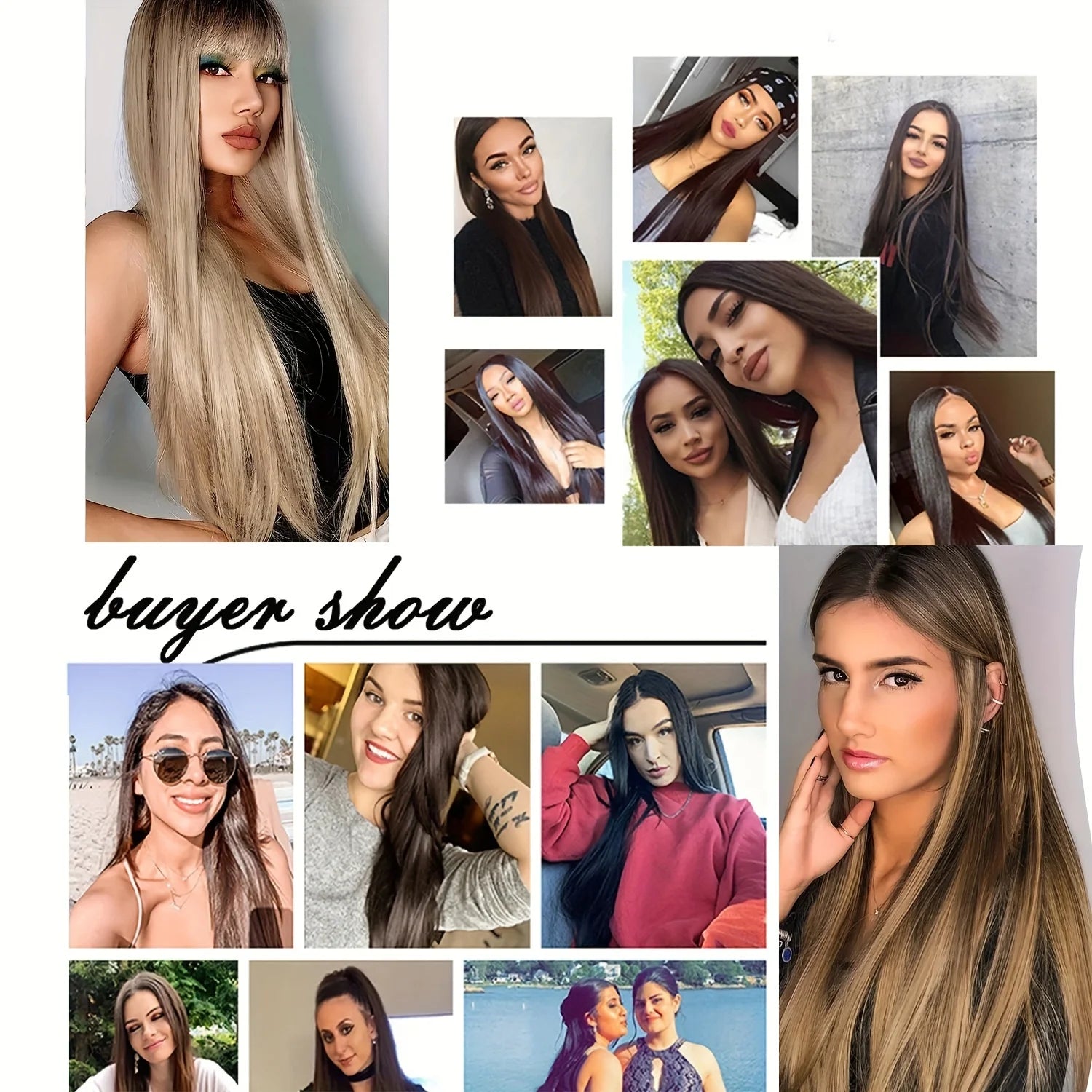 Long Straight Hairstyle 16 Clips 7Pcs/Set Hair Extensions Natural Synthetic Blonde Black Hairpieces Heat Resistant For Women