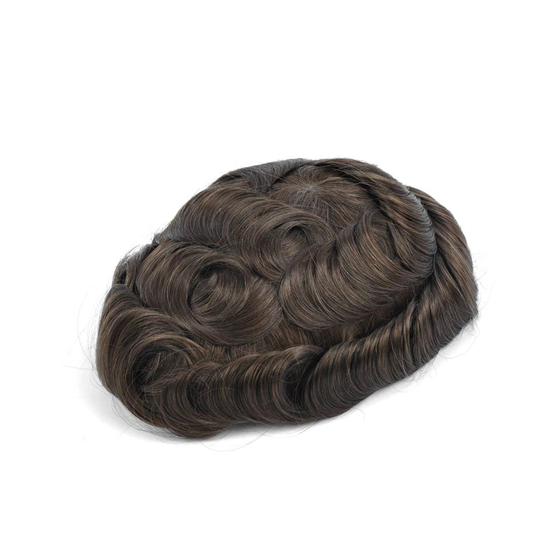 Topunique Full Swiss Lace 90% Light to Medium Light Men Toupee Capillary Prothesis Hair Piece For Men Hair Replacement System