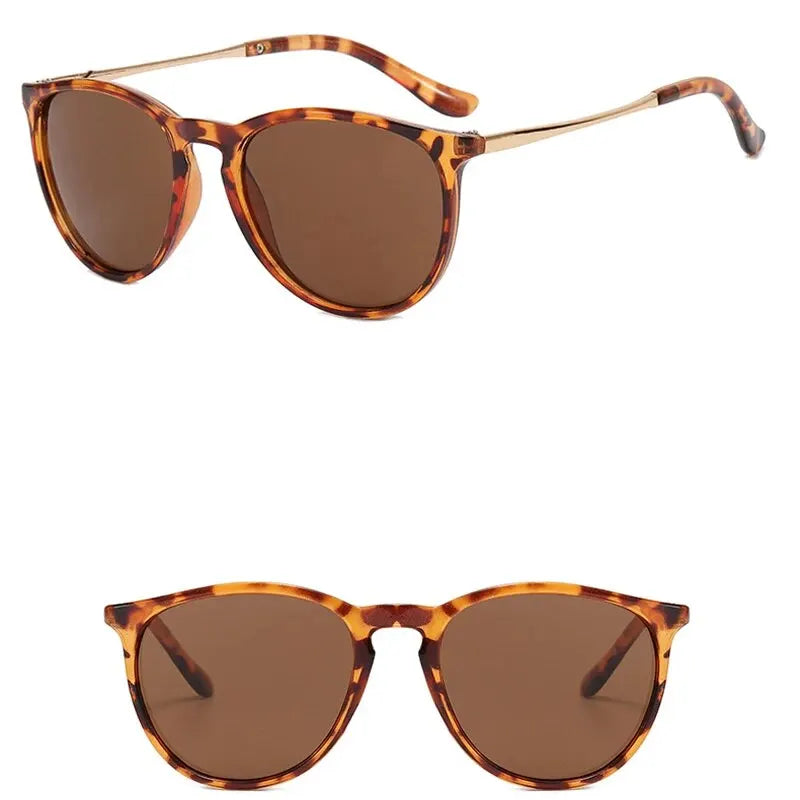 Trendy Sunglasses Fashion Women Sun Glasses Metal round Cat Eye Eyewears Men Leisure Shopping Luxury Eyeglasses for Party Travel