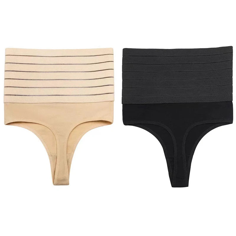 2Pcs High Waist Butt Lifter Women Thong Shaper Tummy Control Panties Shaping Underwear Waist Trainer Pulling Briefs Shapewear