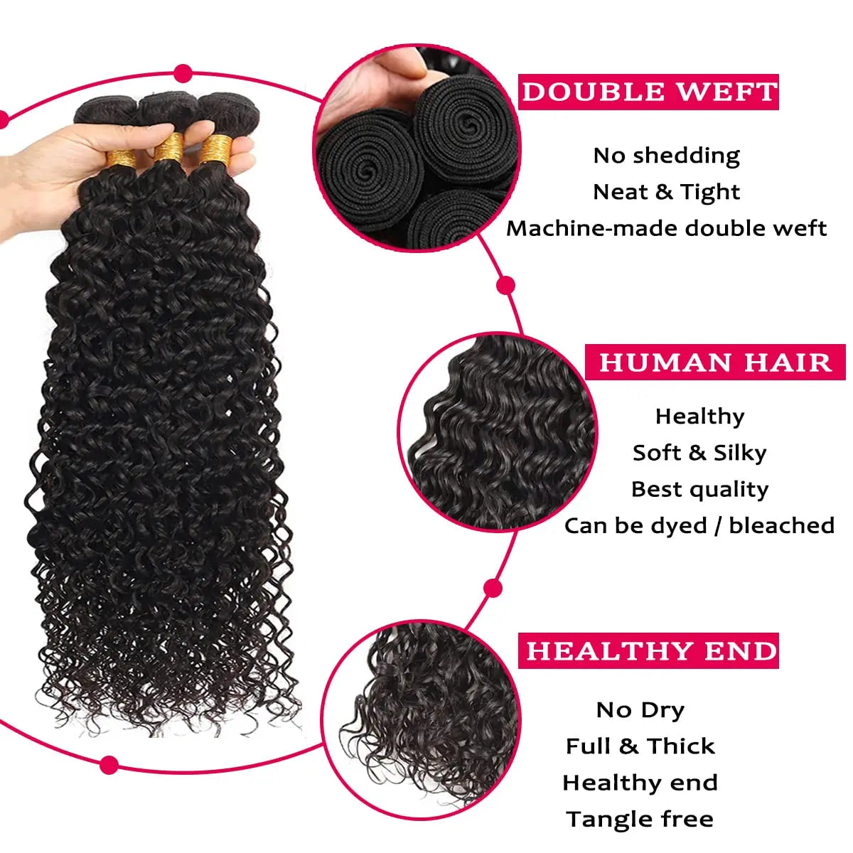 Deep Wave Bundles 16 18 20 Inch Wet and Wavy Bundles 100% Unprocessed Hair Bundles 12A Water Wave 3 Bundles Human Hair Extension