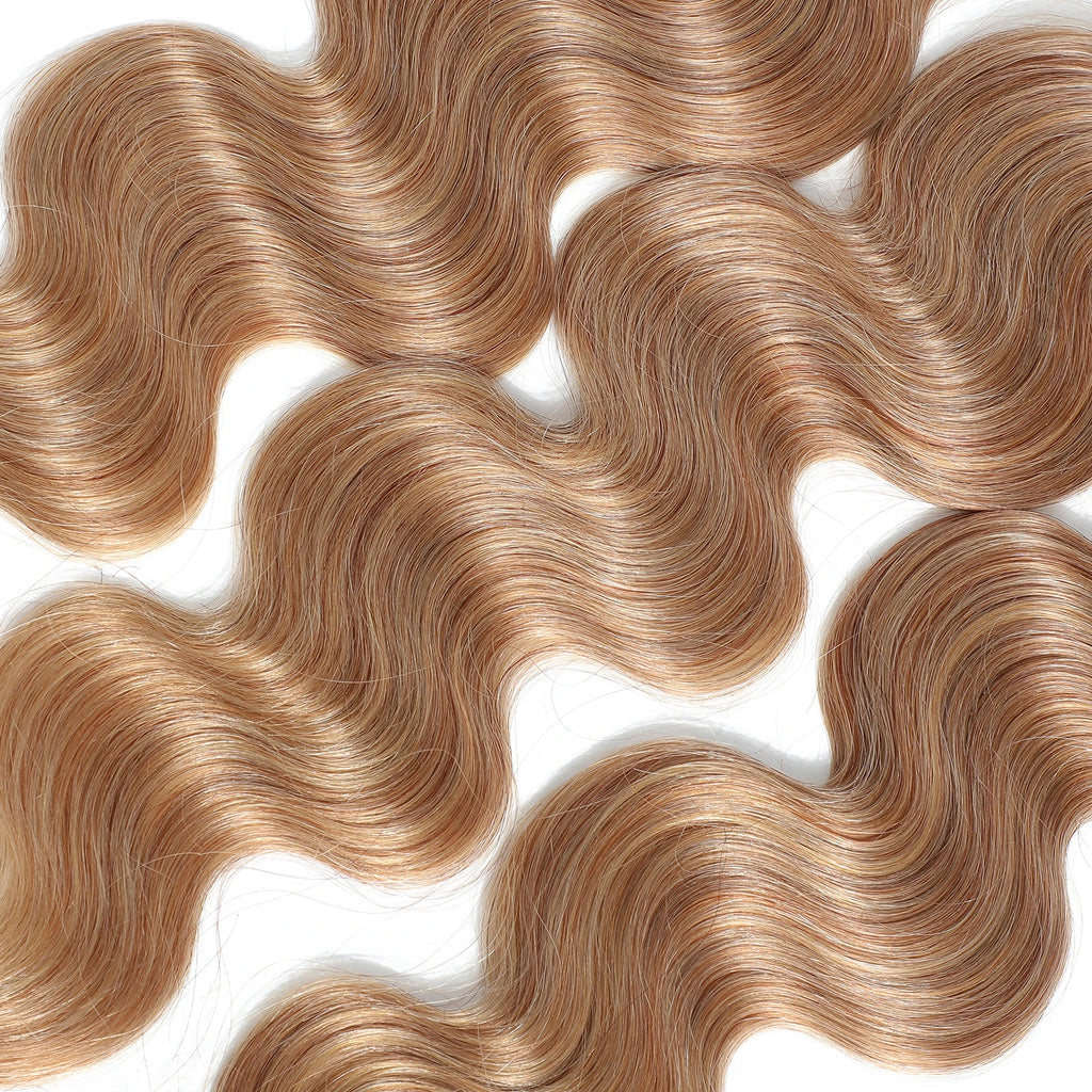 #27 Honey Blonde Human Hair Bundles with Closure Body Wave Bundles Hair With 4x4 Closure Brazilian Hair Weave Bundles Hair Remy