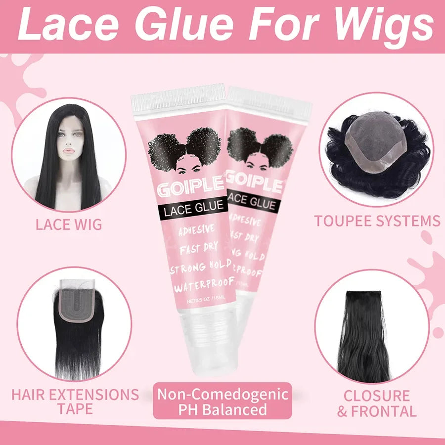 GOIPLE 15ml Wig Lace Glue Fast Dry Strong Hold Super Bonding Invisible Waterproof Adhesive For Wigs Synthetic Hair Bonding Glue