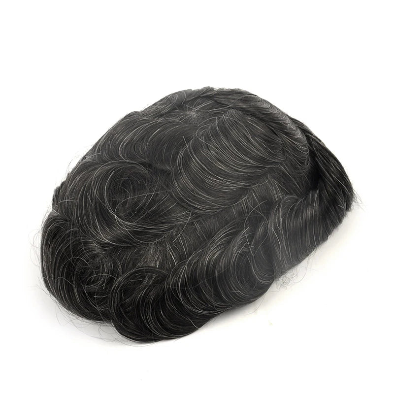 Topunique Full Swiss Lace 90% Light to Medium Light Men Toupee Capillary Prothesis Hair Piece For Men Hair Replacement System
