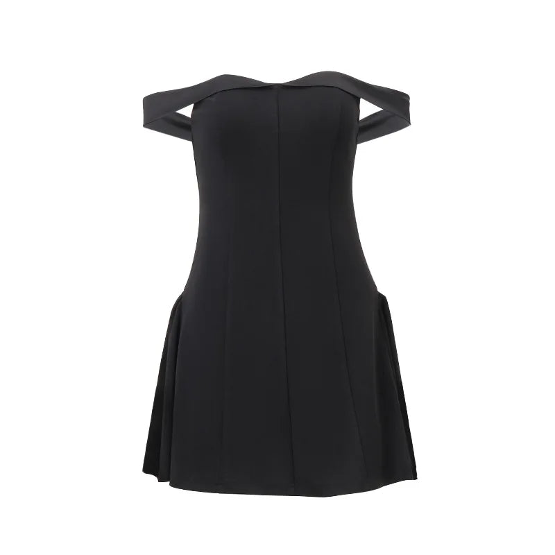 Candyhot Solid Off Shoulder Backless Sleeveless Zipper Mini Dresses Elegant Fashion Bodycon Dress Fall Evening Party Vestidos