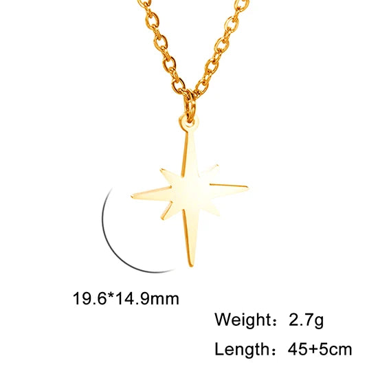 Lemegeton Simple North Star Pendant Necklace Fashion Women's Necklace Stainless Steel Starlight Choker Jewelry Lover Party Gift