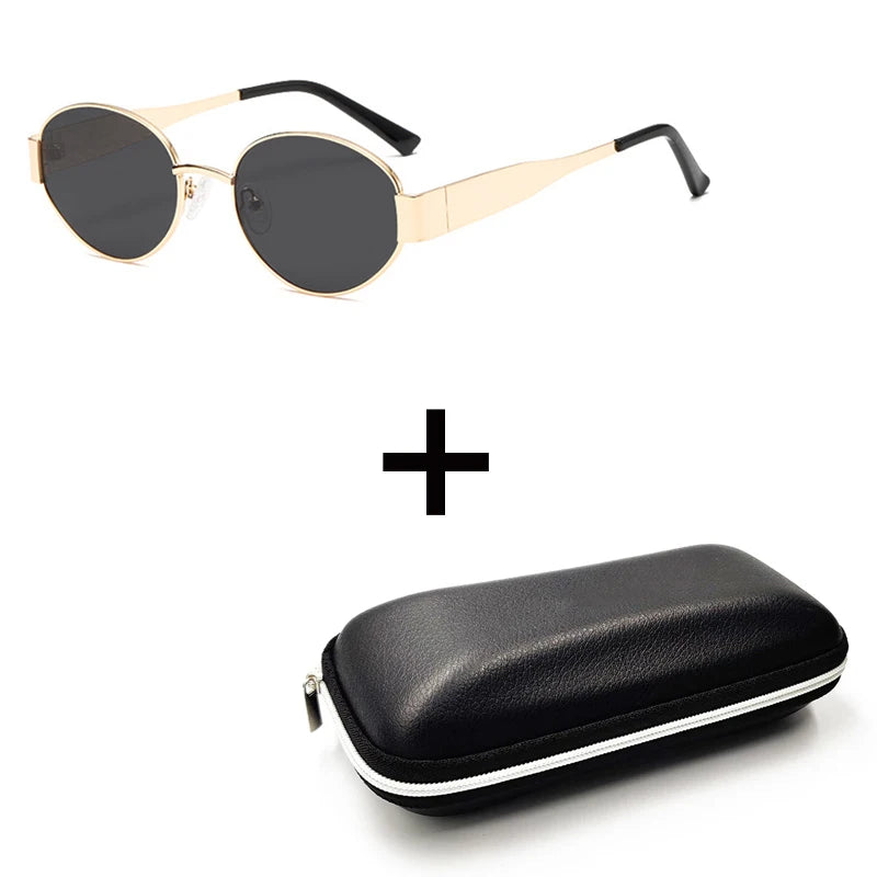 Retro Small Oval Sunglasses Men Women Luxury Metal Round Sun Glasses Male Classic Casual Driving Shades