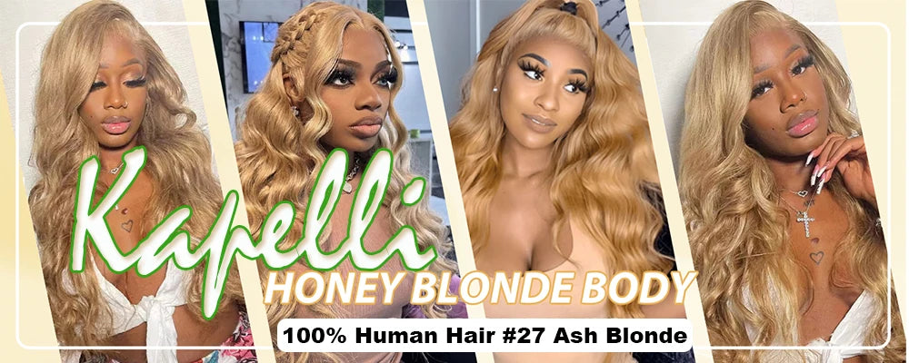 #27 Honey Blonde Human Hair Bundles with Closure Body Wave Bundles Hair With 4x4 Closure Brazilian Hair Weave Bundles Hair Remy