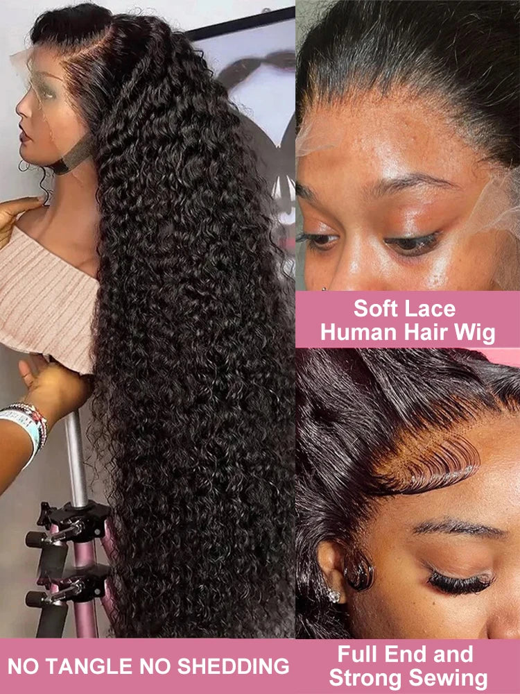 40 46 Inch 13x6 Hd Loose Deep Wave Lace Frontal Wig Brazilian 13x4 360 Full Water Curly Human Hair Wigs For Women 300% Density