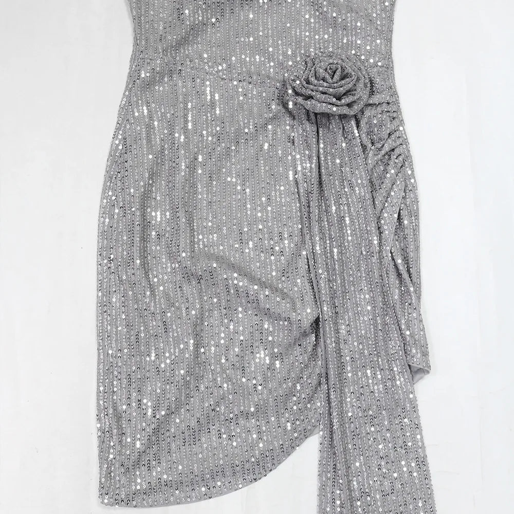 Strapless Sexy Sequin Dress Women Party Dresses Sleeveless Bodycon Vestidos Slim Night Club High Waist Knee Length Patchwork