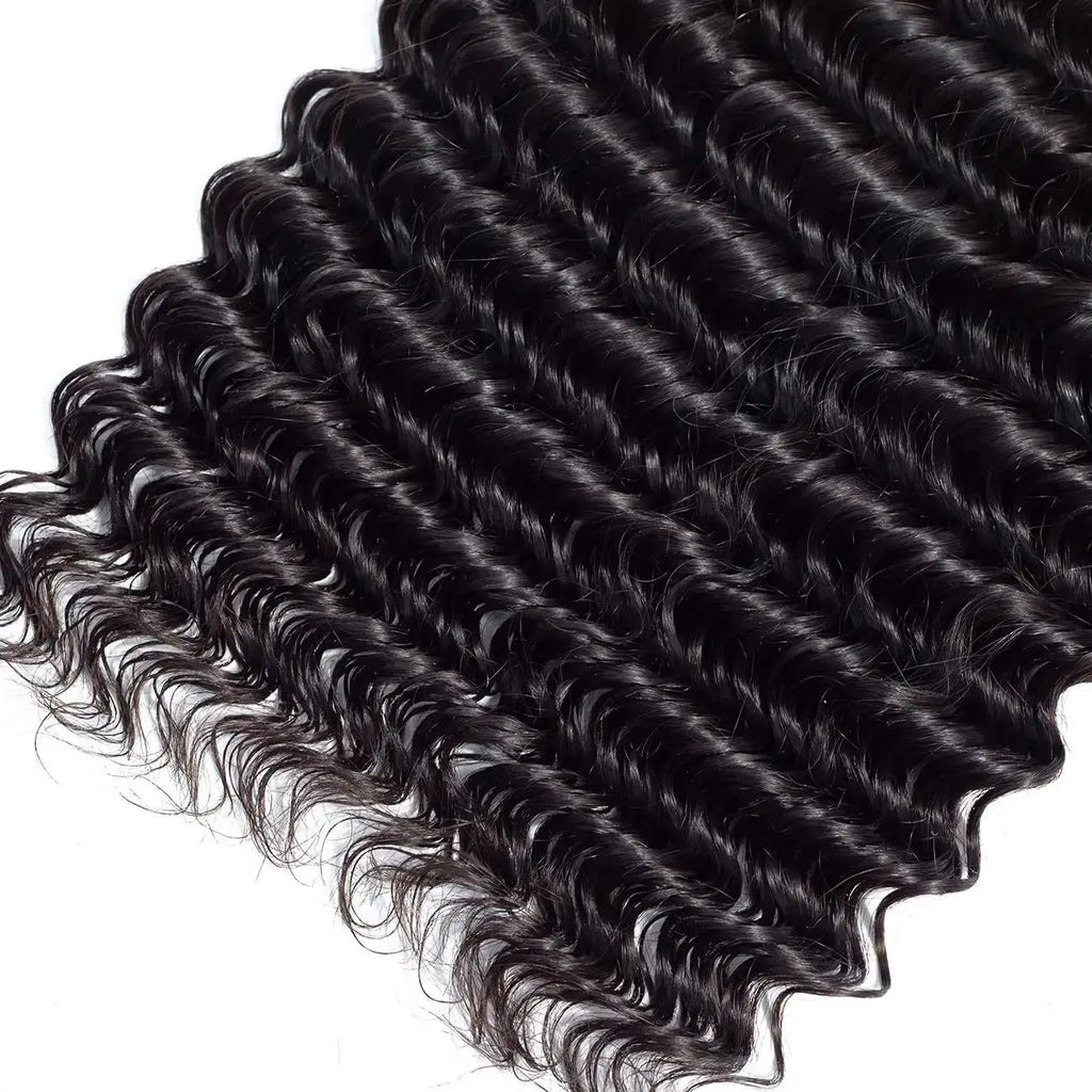Burmese Curly Deep Wave Human Hair Bundles With 13X4 Frontal Closure Bundle Deals 100% Raw Human Hair Weaving Curly Hair Bundle