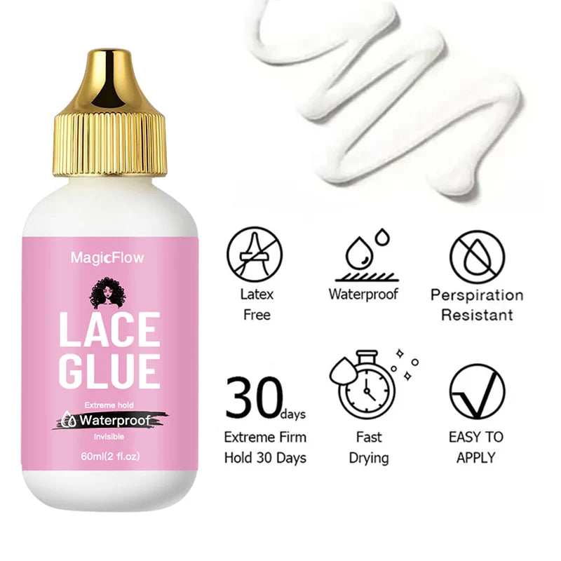 60ml/2fl.oz Waterproof Lace Wig Glue - Strong Hold, Invisible, Quick Dry & Easy Removal - No Odor Adhesive for All Wigs
