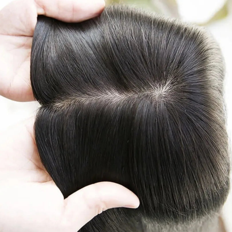 6x6 inch Injected Silk Skin Base Human Hair Women Topper Virgin European Hair Toupee Clips In Hairpiece Natural Scalp Top