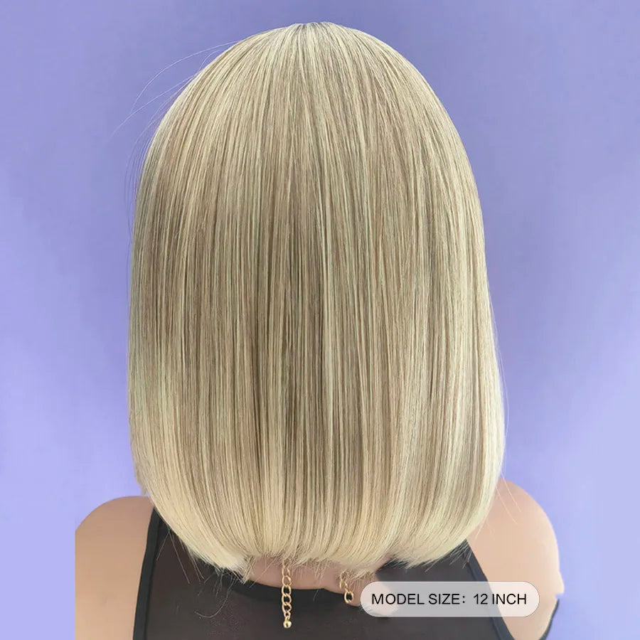 Blond mix Wig BoBo Head New Chemical Fiber Headgear Synthetic Wig Woman