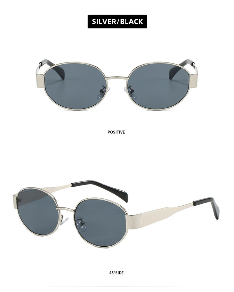 Retro Small Oval Sunglasses Men Women Luxury Metal Round Sun Glasses Male Classic Casual Driving Shades