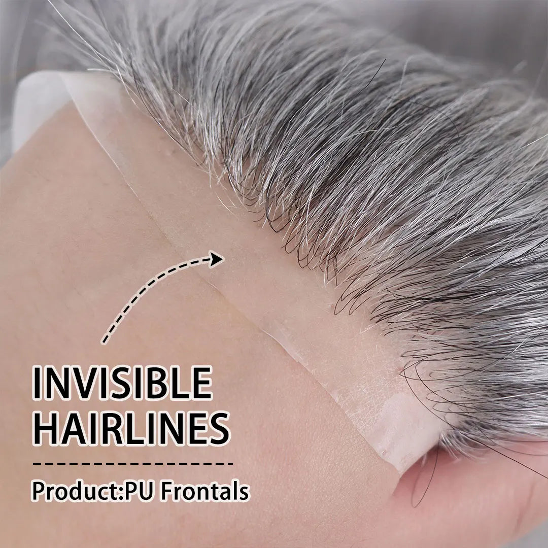 0.06mm Brown Straight Man Toupee V Style Frontal Hairline For Men 15cm Human Hair Ultra Thin Skin PU Men's Capillary Prosthesis