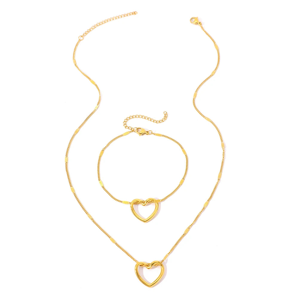 Stainless Steel Jewelry Set Novelty Twisted Heart Light Luxury High-end Sense Jewelry Set For Women Jewelry Anniversary 2024