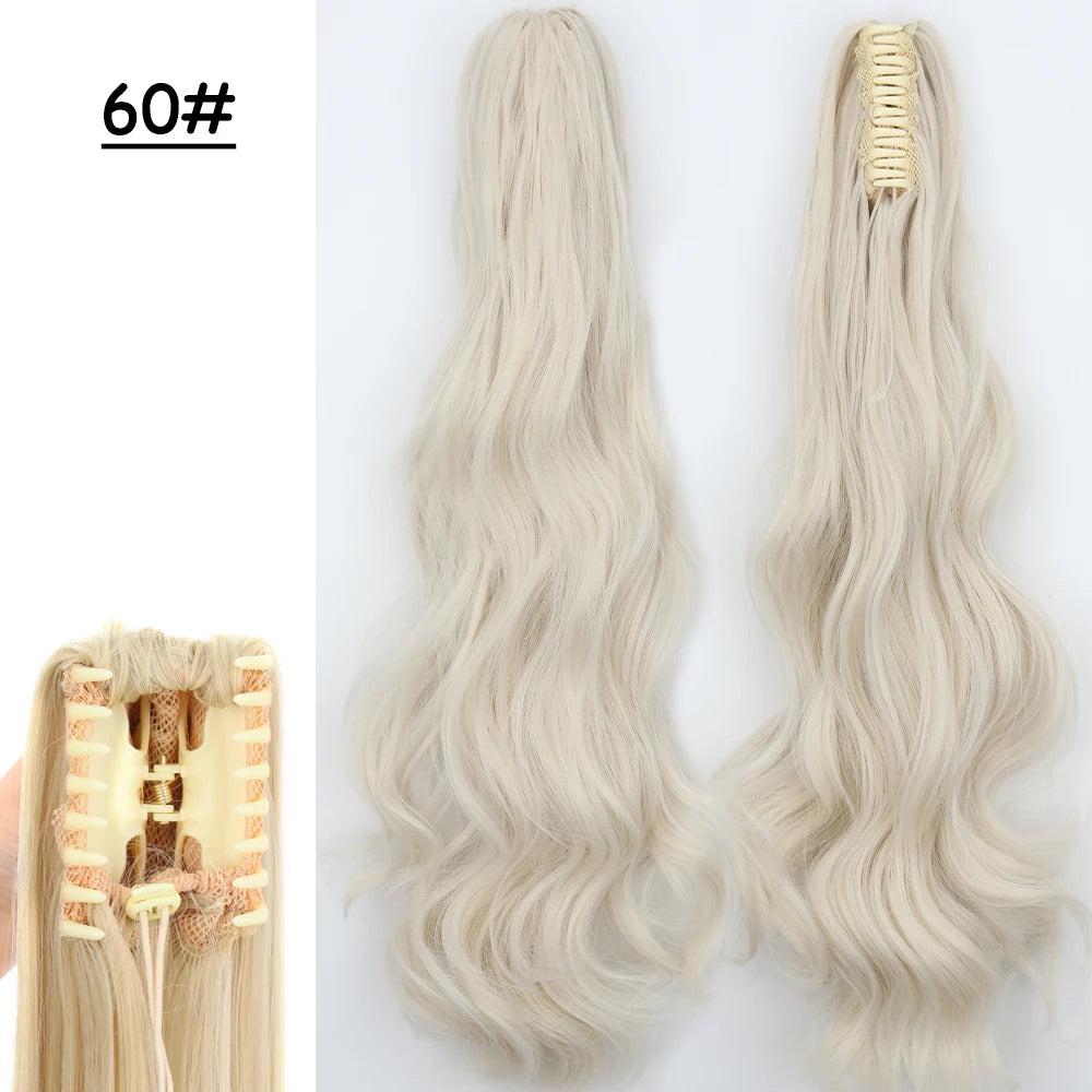 Synthetic Claw Clip Ponytail Hair Extension 24Inch Long Straight Ponytail Hair For Women Black Brown Pony Tail Hair Hairpiece