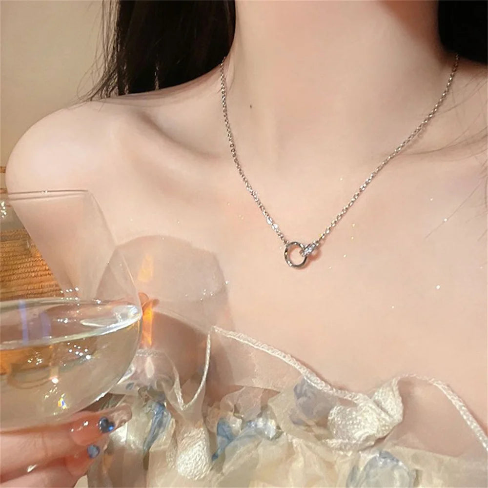 Silver Color Möbius Strip Pendant Necklace Irregular Ring Necklace For Women INS Fashion Jewelry Accessories Dropshipping