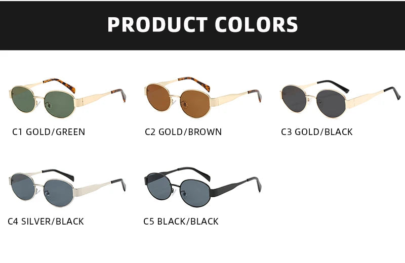 Retro Small Oval Sunglasses Men Women Luxury Metal Round Sun Glasses Male Classic Casual Driving Shades