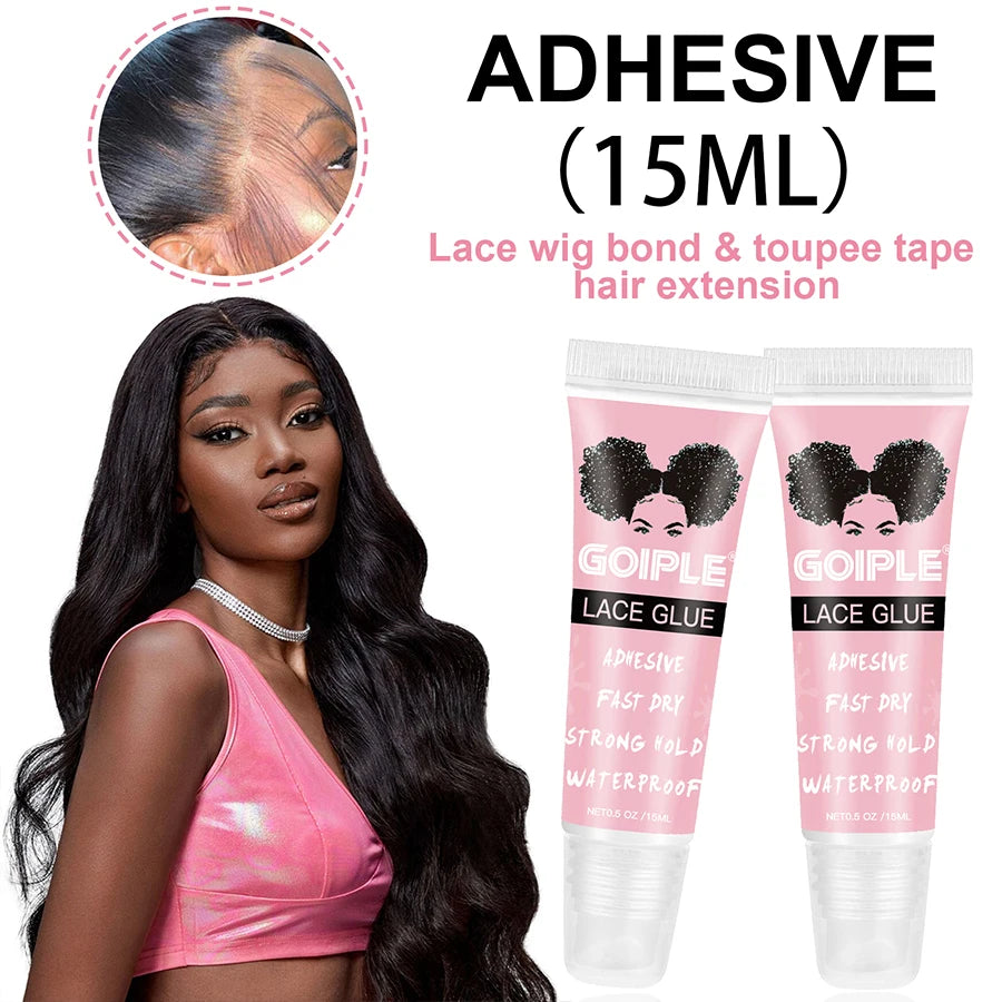 GOIPLE 15ml Wig Lace Glue Fast Dry Strong Hold Super Bonding Invisible Waterproof Adhesive For Wigs Synthetic Hair Bonding Glue