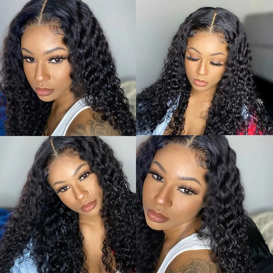 Human Hair Bundles Natural Black Water Wave Brazilian Human Hair Weave Bundles Virgin Hair 10-30 inches with Closure