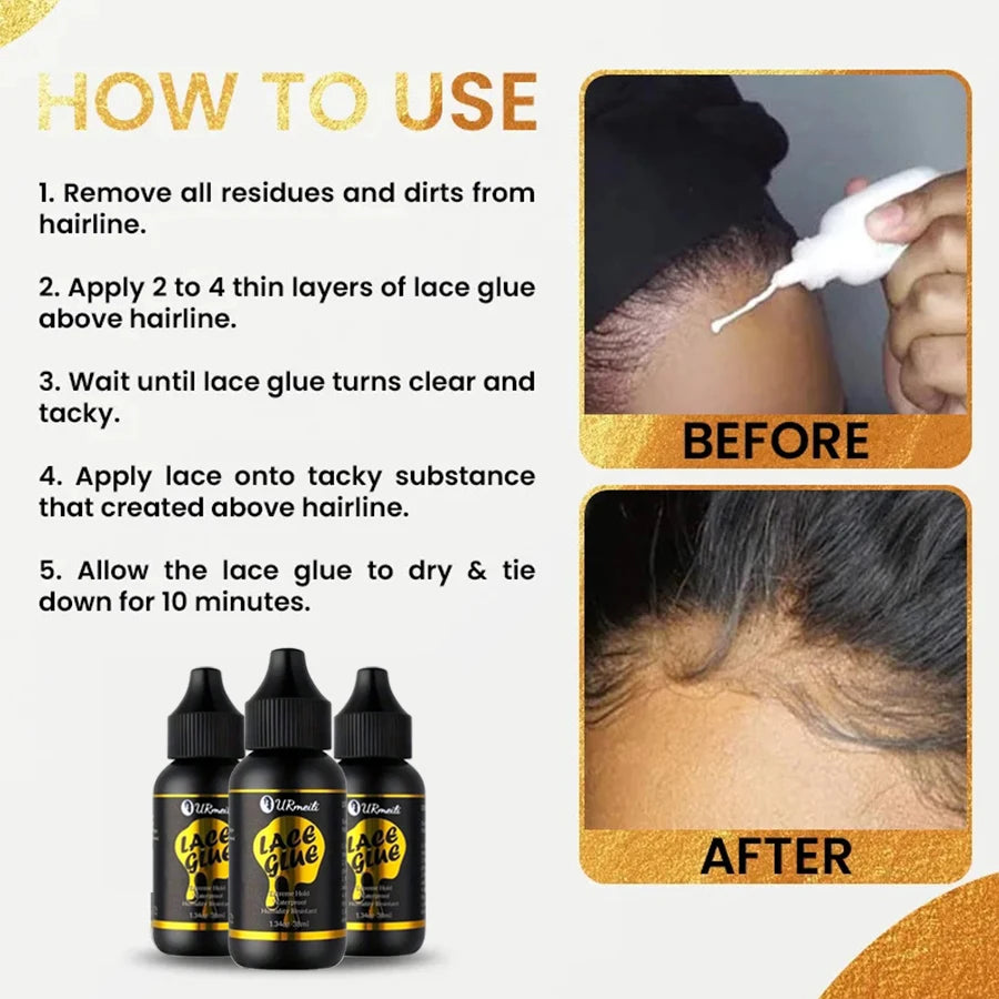 6Pcs Lace Wig Glue Kit with Lace Tint Spray Wig Installation Tool Set Includes Hair Wax Stick Lace Adhesive And Glue Remover