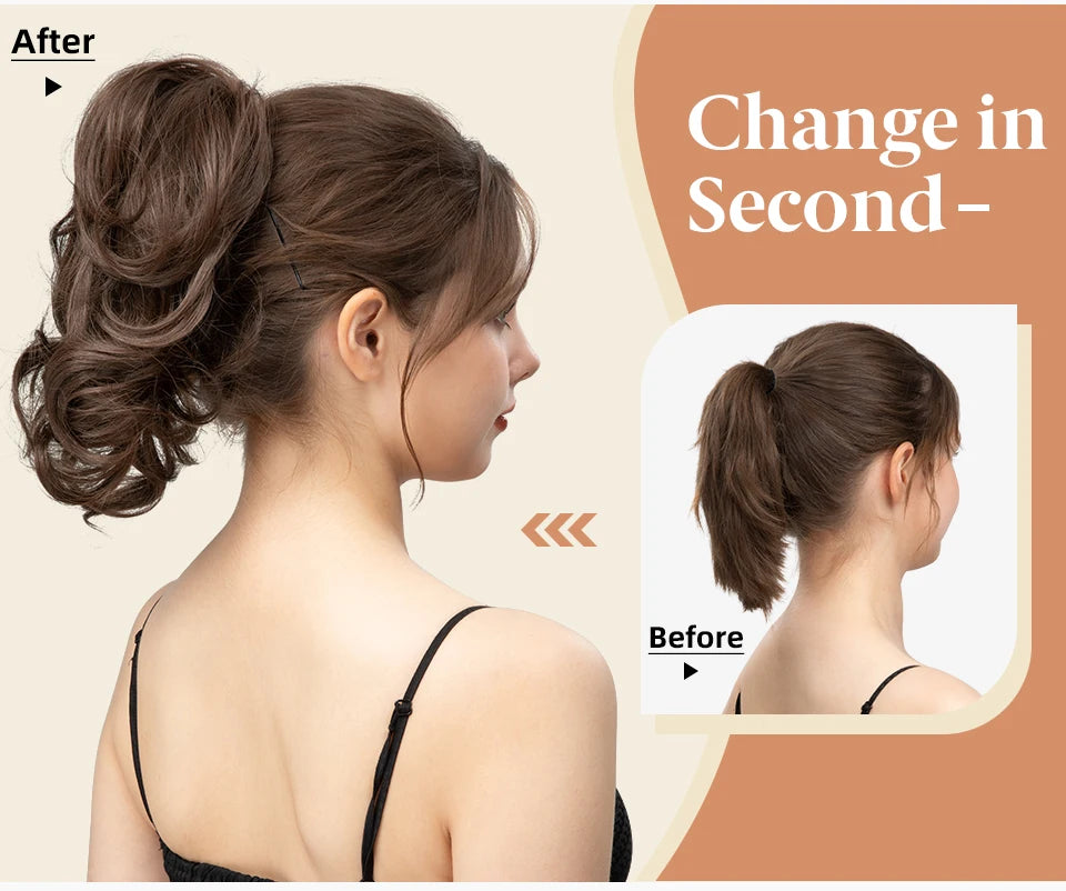 SARLA Premium Synthetic Diy Claw Clip In Ponytail Extensions Hairpiece Hair Bun Fake Blonde Natural Hair False Pigtail P026