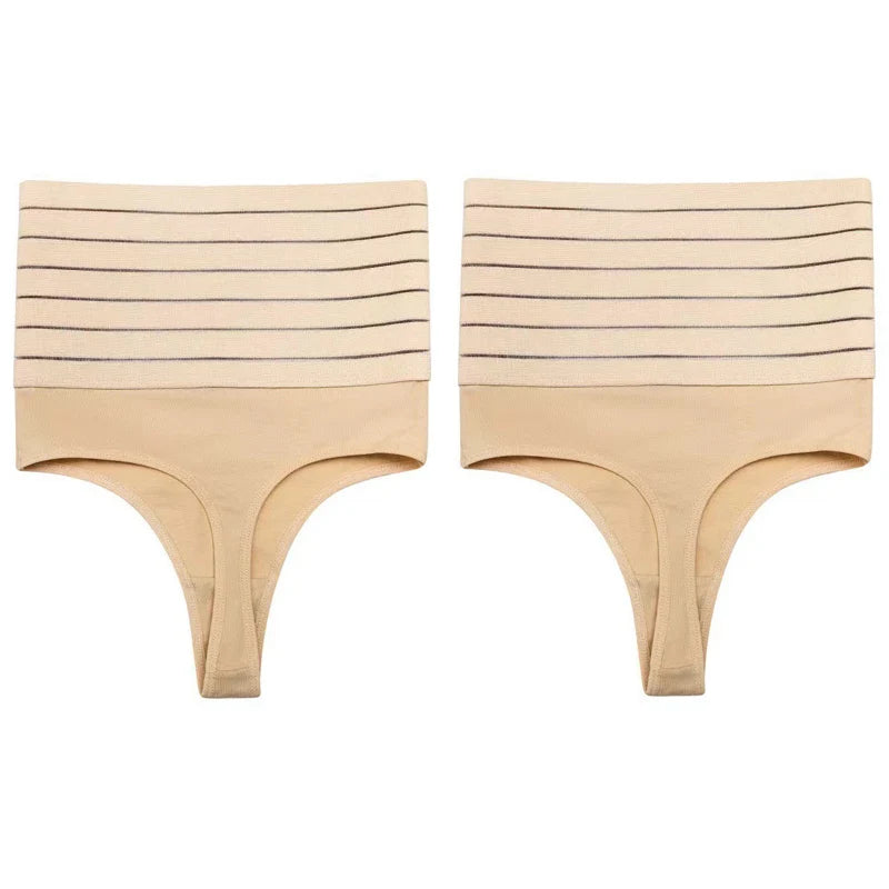 2Pcs High Waist Butt Lifter Women Thong Shaper Tummy Control Panties Shaping Underwear Waist Trainer Pulling Briefs Shapewear